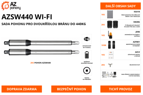 AZSW440 WI-FI - sada pohonu pro dvoukřídlou bránu do 440kg